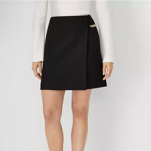 Petite chain tweed wrap skirt